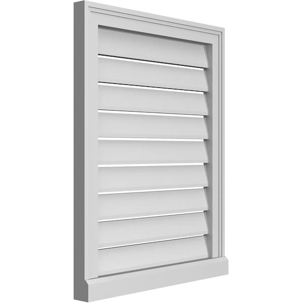 Ekena Millwork Vertical Surface Mount PVC Gable Vent: Functional, w/ 2"W x 2"P Brickmould Sill Frame, 22"W x 28"H - GVPVE22X2803SF
