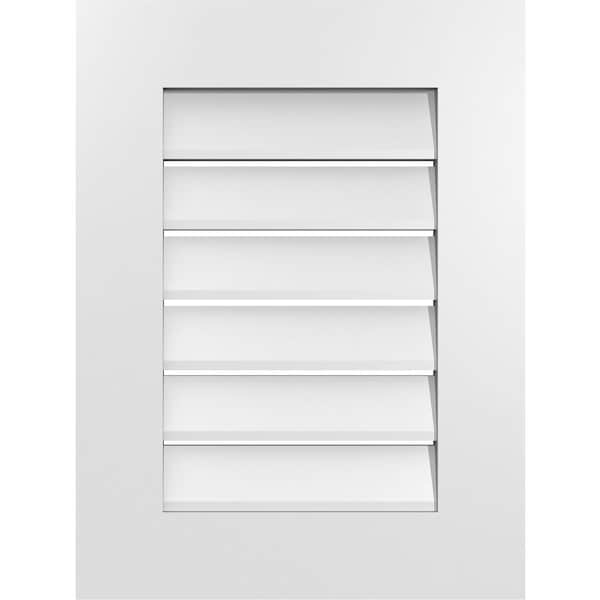 Ekena Millwork Vertical Surface Mount PVC Gable Vent: Functional, w/ 3-1/2"W x 1"P Standard Frame, 18"W x 24"H - GVPVE18X2401SF