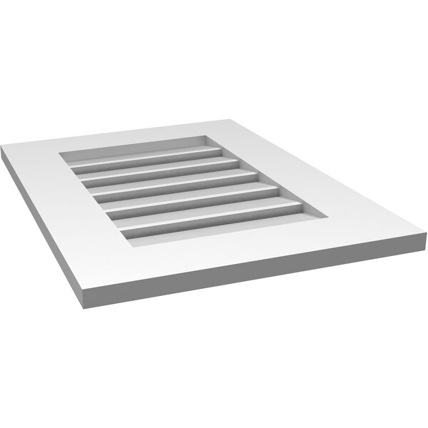 Ekena Millwork Vertical Surface Mount PVC Gable Vent: Functional, w/ 3-1/2"W x 1"P Standard Frame, 18"W x 24"H - GVPVE18X2401SF