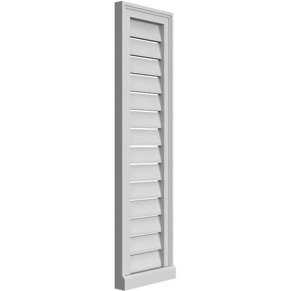 Ekena Millwork Vertical Surface Mount PVC Gable Vent: Functional, w/ 2"W x 2"P Brickmould Sill Frame, 12"W x 42"H - GVPVE12X4203SF