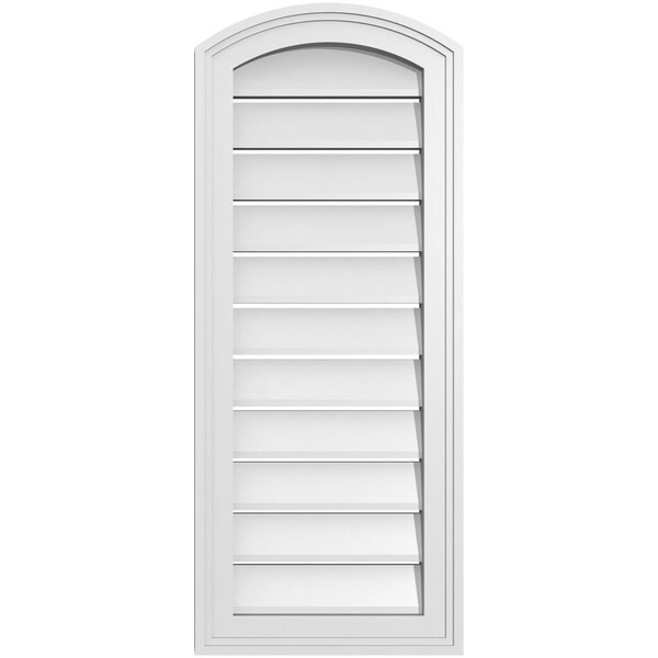 Ekena Millwork Arch Top Surface Mount PVC Gable Vent: Non-Functional, w/2"W x 1-1/2"P Brickmould Frame, 14"W x 32"H - GVPAR14X3202SN