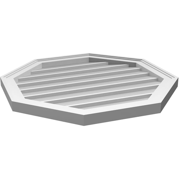 Ekena Millwork Octagonal Surface Mount PVC Gable Vent w/ 2"W x 1-1/2"P Brickmould Frame, 26"W x 26"H - GVPOC26X2602SN