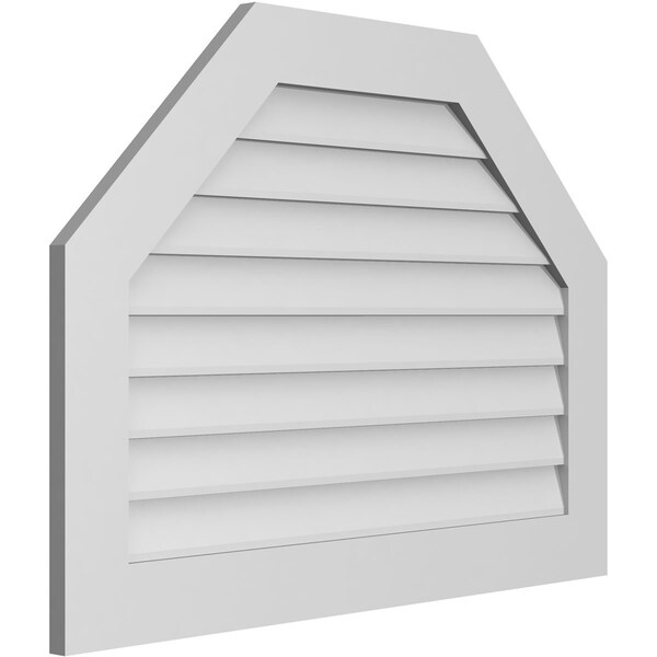 Ekena Millwork Octagonal Top Surface Mount PVC Gable Vent w/ 3-1/2"W x 1"P Standard Frame, 38"W x 28"H - GVPOT38X2801SN