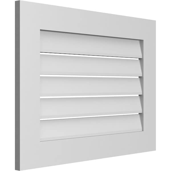 Ekena Millwork Vertical Surface Mount PVC Gable Vent: Functional, w/ 3-1/2"W x 1"P Standard Frame, 30"W x 22"H - GVPVE30X2201SF