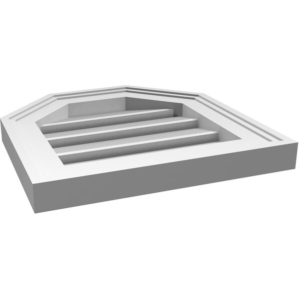 Ekena Millwork Octagonal Top Surface Mount PVC Gable Vent w/ 2"W x 1-1/2"P Brickmould Frame, 14"W x 14"H - GVPOT14X1402SF