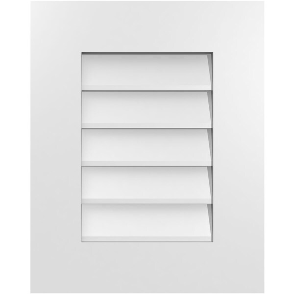 Ekena Millwork Vertical Surface Mount PVC Gable Vent: Non-Functional, w/ 3-1/2"W x 1"P Standard Frame, 16"W x 20"H - GVPVE16X2001SN