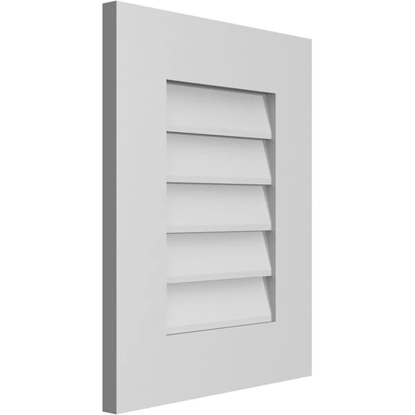 Ekena Millwork Vertical Surface Mount PVC Gable Vent: Non-Functional, w/ 3-1/2"W x 1"P Standard Frame, 16"W x 20"H - GVPVE16X2001SN