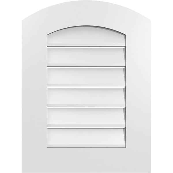 Ekena Millwork Arch Top Surface Mount PVC Gable Vent: Non-Functional, w/ 3-1/2"W x 1"P Standard Frame, 18"W x 22"H - GVPAR18X2201SN
