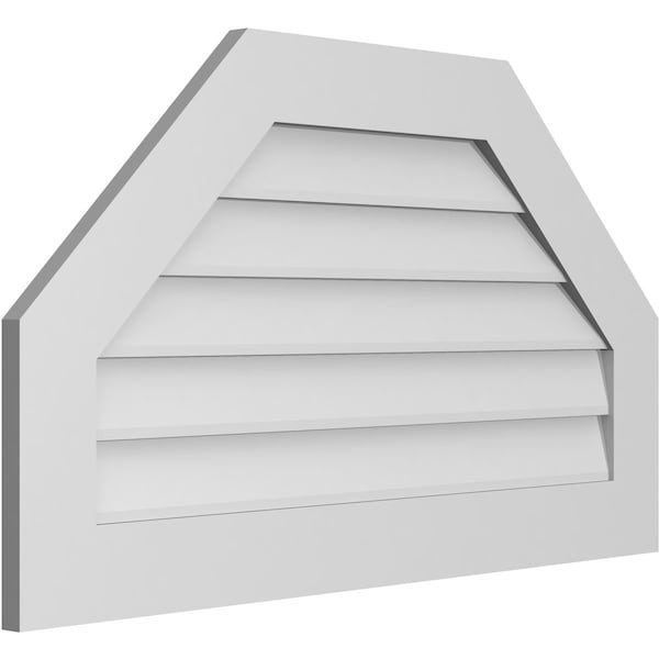 Ekena Millwork Octagonal Top Surface Mount PVC Gable Vent w/ 3-1/2"W x 1"P Standard Frame, 38"W x 22"H - GVPOT38X2201SN