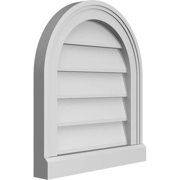 Ekena Millwork Round Top Surface Mount PVC Gable Vent w/ 2"W x 2"P Brickmould Sill Frame, 16"W x 18"H - GVPRT16X1803SN