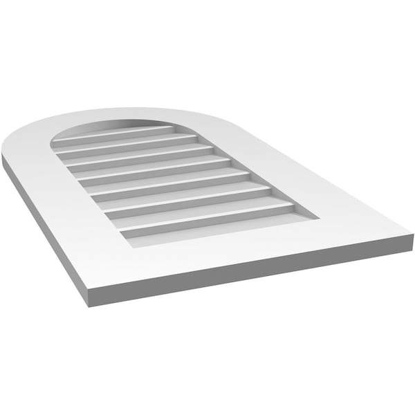 Ekena Millwork Round Top Surface Mount PVC Gable Vent: Non-Functional, w/ 3-1/2"W x 1"P Standard Frame, 18"W x 30"H - GVPRT18X3001SN