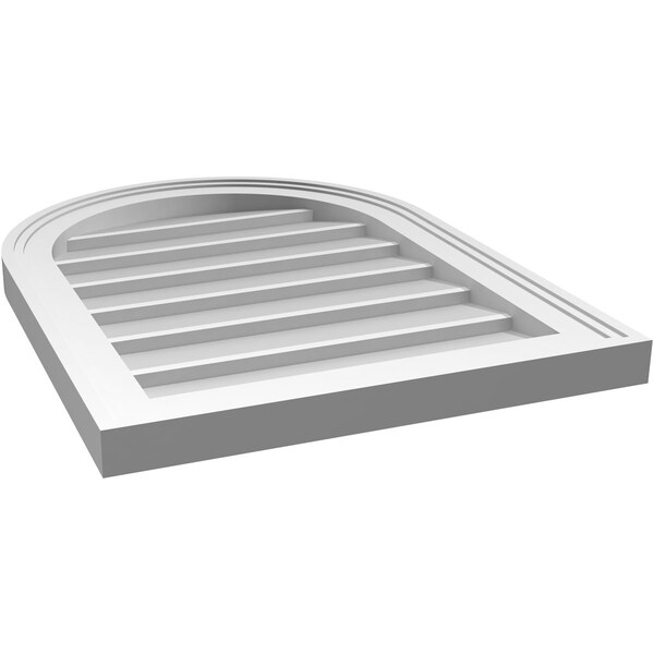 Ekena Millwork Round Top Surface Mount PVC Gable Vent w/ 2"W x 1-1/2"P Brickmould Frame, 18"W x 24"H - GVPRT18X2402SN