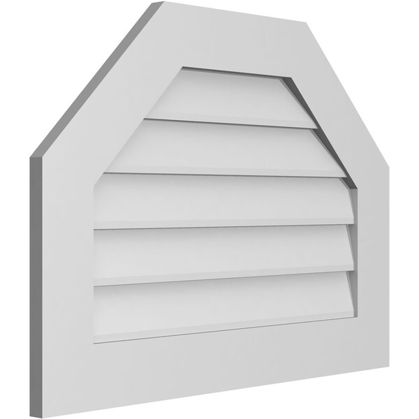 Ekena Millwork Octagonal Top Surface Mount PVC Gable Vent w/ 3-1/2"W x 1"P Standard Frame, 30"W x 22"H - GVPOT30X2201SN