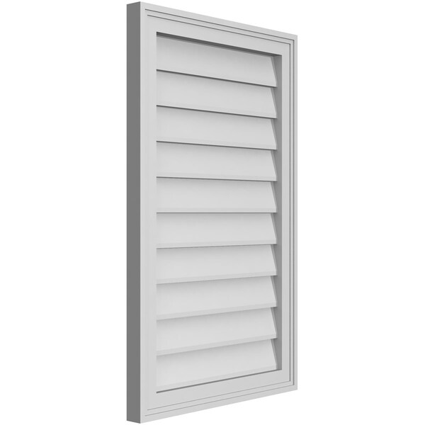 Ekena Millwork Vertical Surface Mount PVC Gable Vnt: Non-Functional, w/2"W x 1-1/2"H, Brickmould Frame, 20"W x 32"H - GVPVE20X3202SN