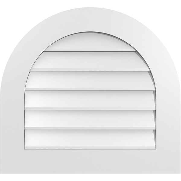 Ekena Millwork Round Top Surface Mount PVC Gable Vent: Non-Functional, w/ 3-1/2"W x 1"P Standard Frame, 26"W x 24"H - GVPRT26X2401SN