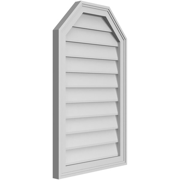Ekena Millwork Octagonal Top Surface Mount PVC Gable Vent w/ 2"W x 1-1/2"P Brickmould Frame, 20"W x 32"H - GVPOT20X3202SN