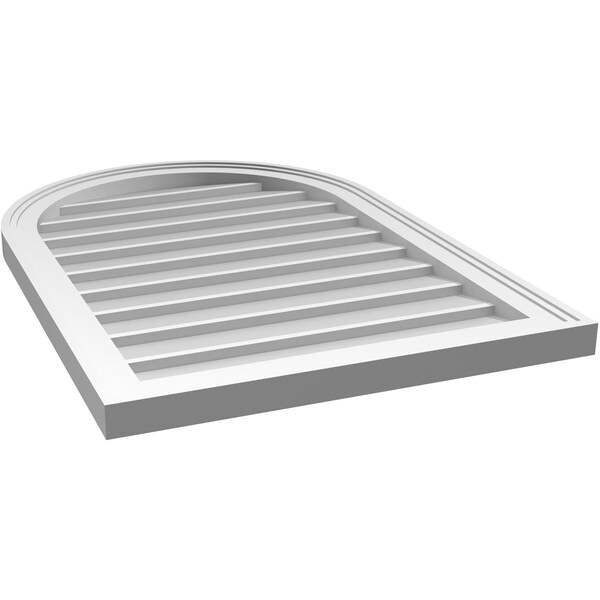 Ekena Millwork Round Top Surface Mount PVC Gable Vent w/ 2"W x 1-1/2"P Brickmould Frame, 22"W x 32"H - GVPRT22X3202SN