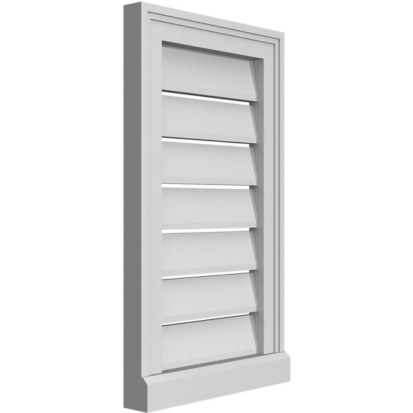 Ekena Millwork Vertical Surface Mount PVC Gable Vent: Functional, w/ 2"W x 2"P Brickmould Sill Frame, 14"W x 24"H - GVPVE14X2403SF