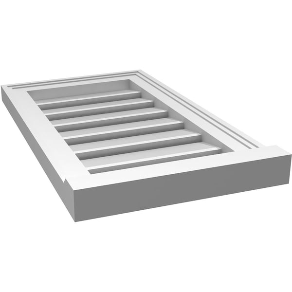 Ekena Millwork Vertical Surface Mount PVC Gable Vent: Functional, w/ 2"W x 2"P Brickmould Sill Frame, 14"W x 24"H - GVPVE14X2403SF