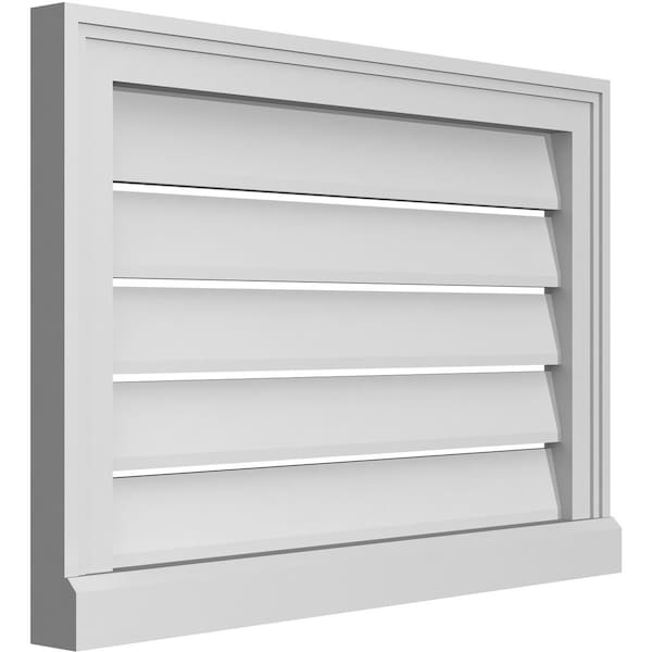 Ekena Millwork Vertical Surface Mount PVC Gable Vent: Functional, w/ 2"W x 2"P Brickmould Sill Frame, 26"W x 18"H - GVPVE26X1803SF