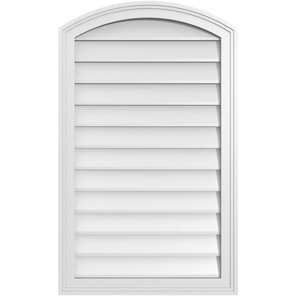 Ekena Millwork Arch Top Surface Mount PVC Gable Vent: Functional, w/ 2"W x 1-1/2"P Brickmould Frame, 22"W x 36"H - GVPAR22X3602SF