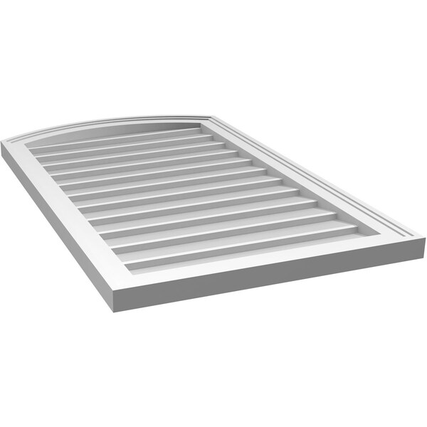 Ekena Millwork Arch Top Surface Mount PVC Gable Vent: Functional, w/ 2"W x 1-1/2"P Brickmould Frame, 22"W x 36"H - GVPAR22X3602SF