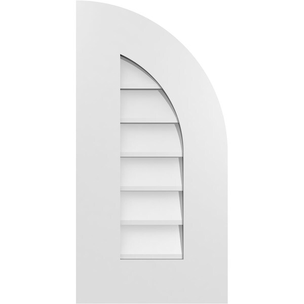 Ekena Millwork Quarter Round Top Right Surface Mount PVC Gable Vent w/ 3-1/2"W x 1"P Standard Frame, 12"W x 24"H - GVPQR12X2401SN