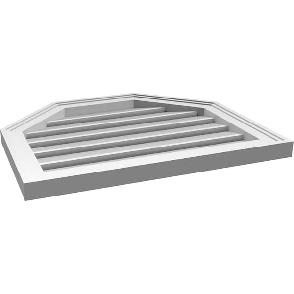 Ekena Millwork Octagonal Top Surface Mount PVC Gable Vent w/ 2"W x 1-1/2"P Brickmould Frame, 24"W x 20"H - GVPOT24X2002SF