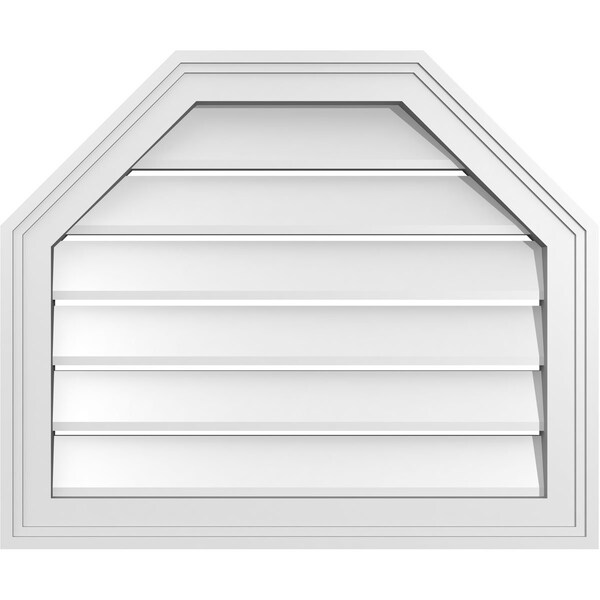 Ekena Millwork Octagonal Top Surface Mount PVC Gable Vent w/ 2"W x 1-1/2"P Brickmould Frame, 24"W x 20"H - GVPOT24X2002SF