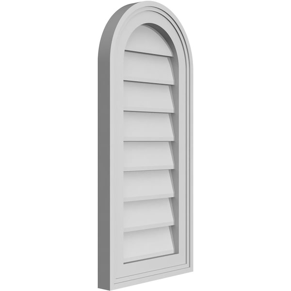 Ekena Millwork Round Top Surface Mount PVC Gable Vent w/ 2"W x 1-1/2"P Brickmould Frame, 12"W x 26"H - GVPRT12X2602SN