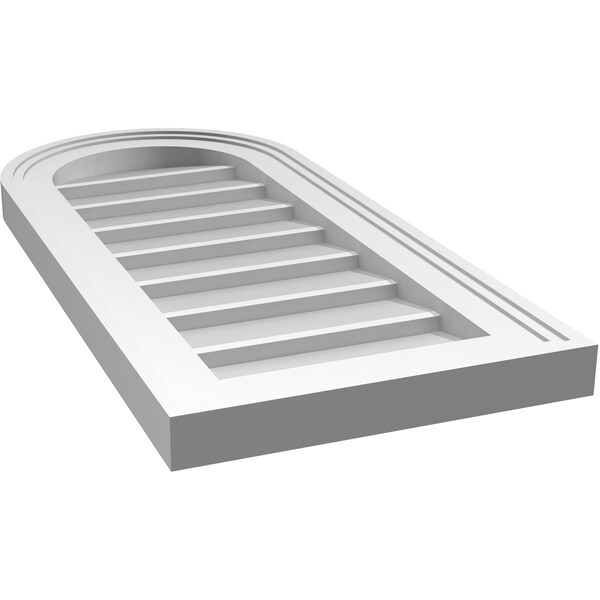 Ekena Millwork Round Top Surface Mount PVC Gable Vent w/ 2"W x 1-1/2"P Brickmould Frame, 12"W x 26"H - GVPRT12X2602SN