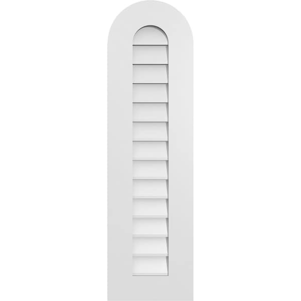 Ekena Millwork Round Top Surface Mount PVC Gable Vent: Non-Functional, w/ 3-1/2"W x 1"P Standard Frame, 12"W x 42"H - GVPRT12X4201SN