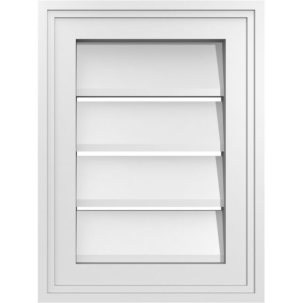 Ekena Millwork Vertical Surface Mount PVC Gable Vent: Functional, w/ 2"W x 1-1/2"P Brickmould Frame, 12"W x 16"H - GVPVE12X1602SF