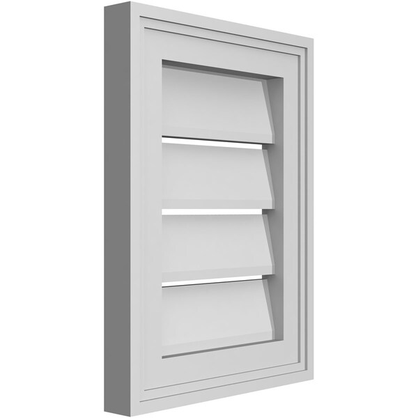Ekena Millwork Vertical Surface Mount PVC Gable Vent: Functional, w/ 2"W x 1-1/2"P Brickmould Frame, 12"W x 16"H - GVPVE12X1602SF
