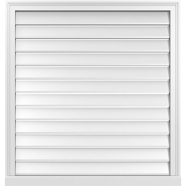 Ekena Millwork Vertical Surface Mount PVC Gable Vent: Functional, w/ 2"W x 2"P Brickmould Sill Frame, 36"W x 38"H - GVPVE36X3803SF