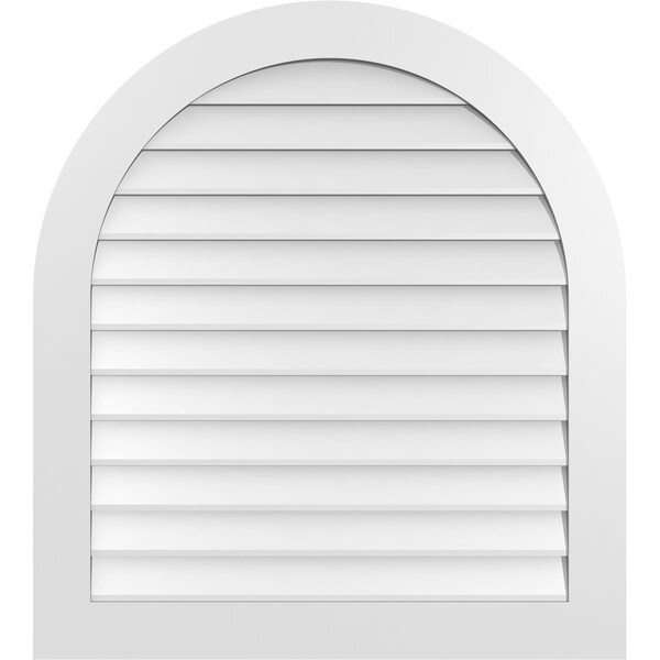 Ekena Millwork Round Top Surface Mount PVC Gable Vent: Non-Functional, w/ 3-1/2"W x 1"P Standard Frame, 36"W x 40"H - GVPRT36X4001SN