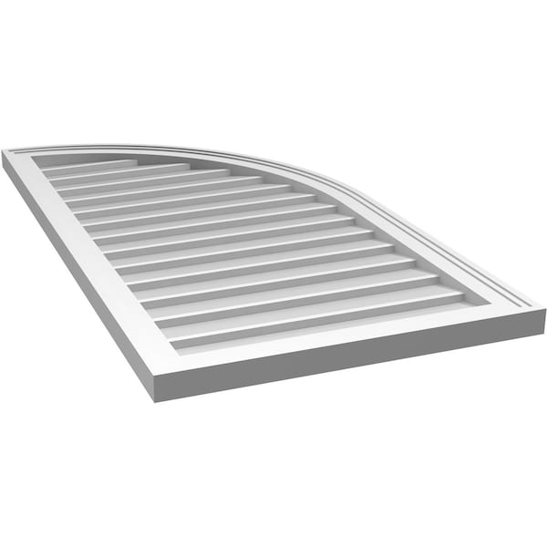 Ekena Millwork Quarter Round Top Right Surface Mount PVC Gable Vent w/ 2"W x 1-1/2"P Brickmould Frame, 22"W x 42"H - GVPQR22X4202SN