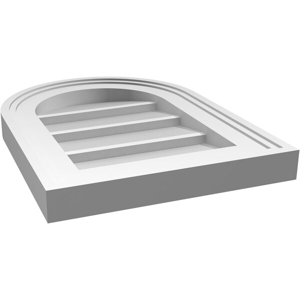 Ekena Millwork Round Top Surface Mount PVC Gable Vent w/ 2"W x 1-1/2"P Brickmould Frame, 12"W x 16"H - GVPRT12X1602SN