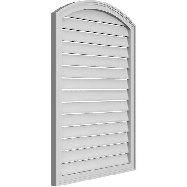 Ekena Millwork Arch Top Surface Mount PVC Gable Vent: Non-Functional, w/2"W x 1-1/2"P Brickmould Frame, 30"W x 40"H - GVPAR30X4002SN