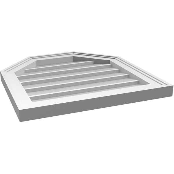 Ekena Millwork Octagonal Top Surface Mount PVC Gable Vent w/ 2"W x 1-1/2"P Brickmould Frame, 20"W x 20"H - GVPOT20X2002SN