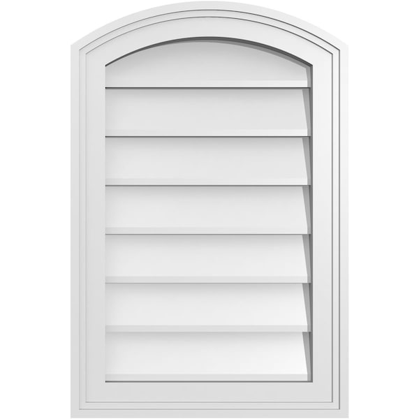 Ekena Millwork Arch Top Surface Mount PVC Gable Vent: Functional, w/ 2"W x 1-1/2"P Brickmould Frame, 16"W x 24"H - GVPAR16X2402SF