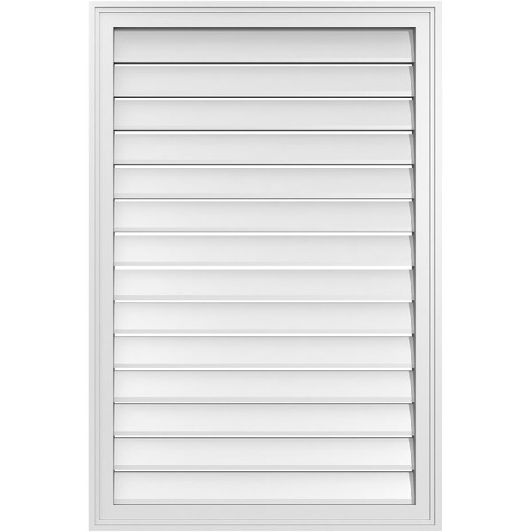 Ekena Millwork Vertical Surface Mount PVC Gable Vent: Functional, w/ 2"W x 1-1/2"P Brickmould Frame, 28"W x 42"H - GVPVE28X4202SF