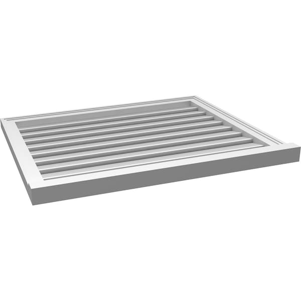 Ekena Millwork Vertical Surface Mount PVC Gable Vent: Functional, w/ 2"W x 2"P Brickmould Sill Frame, 34"W x 28"H - GVPVE34X2803SF