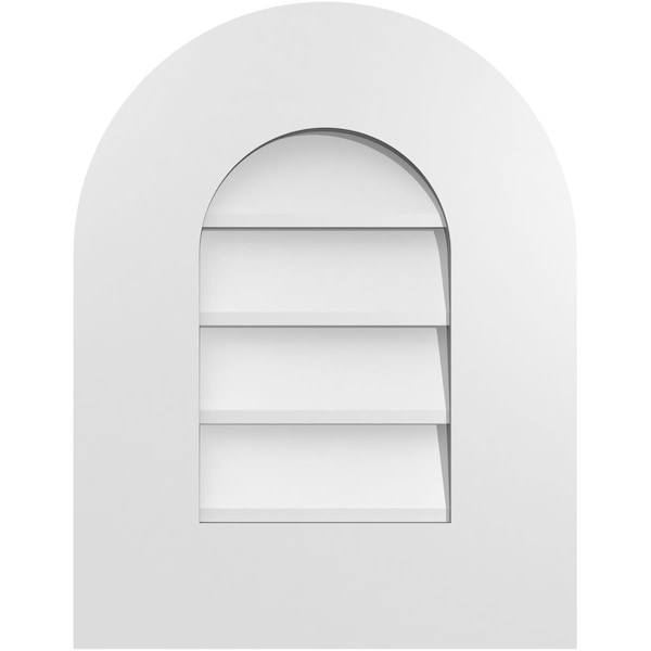 Ekena Millwork Round Top Surface Mount PVC Gable Vent: Non-Functional, w/ 3-1/2"W x 1"P Standard Frame, 14"W x 18"H - GVPRT14X1801SN