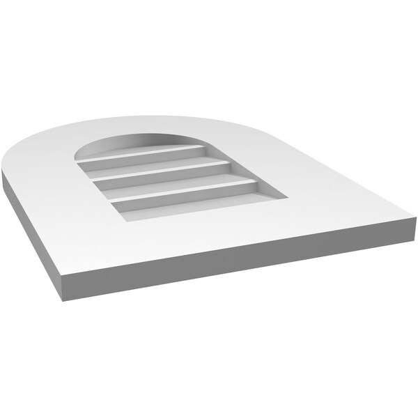 Ekena Millwork Round Top Surface Mount PVC Gable Vent: Non-Functional, w/ 3-1/2"W x 1"P Standard Frame, 14"W x 18"H - GVPRT14X1801SN