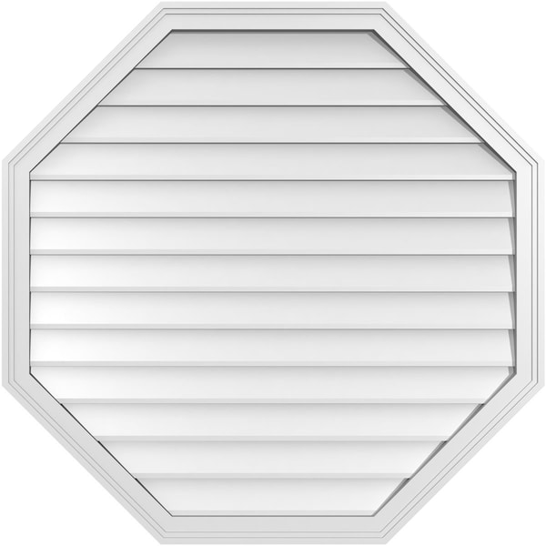 Ekena Millwork Octagonal Surface Mount PVC Gable Vent w/ 2"W x 1-1/2"P Brickmould Frame, 40"W x 40"H - GVPOC40X4002SN