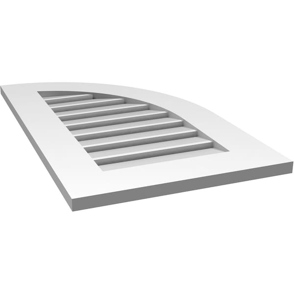 Ekena Millwork Quarter Round Top Right Surface Mount PVC Gable Vent w/ 3-1/2"W x 1"P Standard Frame, 18"W x 30"H - GVPQR18X3001SF