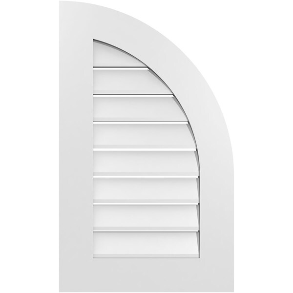 Ekena Millwork Quarter Round Top Right Surface Mount PVC Gable Vent w/ 3-1/2"W x 1"P Standard Frame, 18"W x 30"H - GVPQR18X3001SF