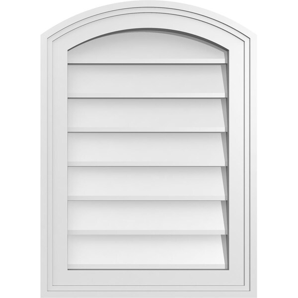Ekena Millwork Arch Top Surface Mount PVC Gable Vent: Functional, w/ 2"W x 1-1/2"P Brickmould Frame, 16"W x 22"H - GVPAR16X2202SF