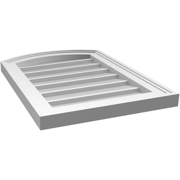 Ekena Millwork Arch Top Surface Mount PVC Gable Vent: Functional, w/ 2"W x 1-1/2"P Brickmould Frame, 16"W x 22"H - GVPAR16X2202SF